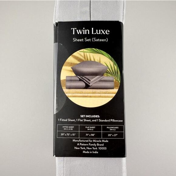 Miracle Made Luxe Sheet Set TWIN Silver GRAY Self-Cooling Self-Cleaning Sateen - Picture 4 of 5